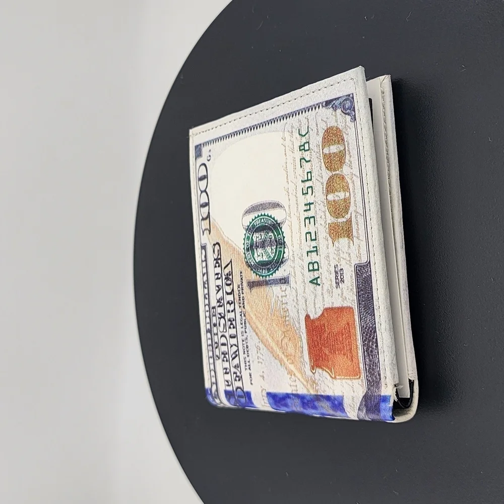 Milano Currency Print Wallet with Blue and White Design